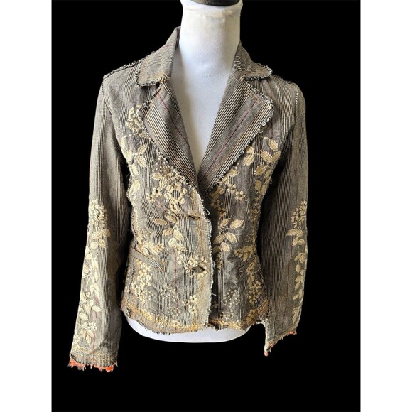 Embroidered Brown Blazer - Picture 1 of 13